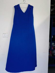 Royal Blue V-Neck A-Line Dress
