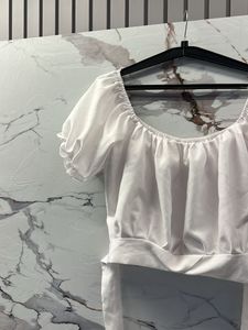 White Puff Off-Shoulder Crop Top, Bust- 36/38