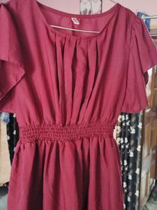 233.Chic Burgundy Flared Dress