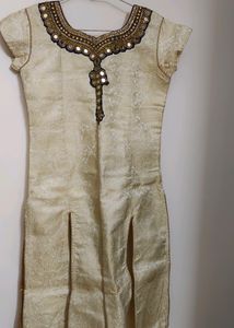 Cream Top And Blue Skirt Ethnic Wear