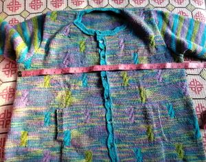 Hand Knitted Multi-Color PlusSize Women's Cardigan