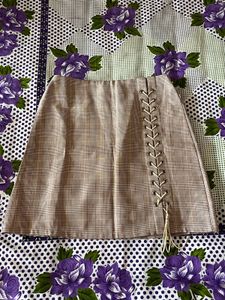 Plaid Lace-Up Mini Skirt