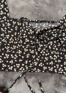 Floral Print Long Sleeve Crop Top