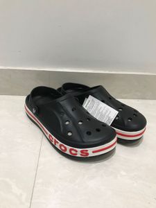 Black Crocs with Red & White Trim