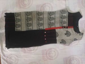 Black & Grey Tree Print Kurta