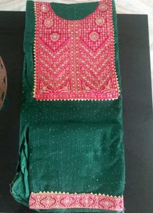 Green &amp; Pink Dress Material