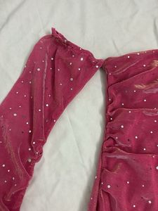 Urbanic Sparkly Off-Shoulder Pink Dress