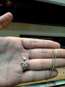 Heartshape Chain Pandent Pure Silver 925