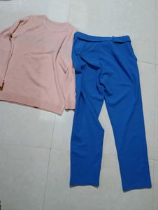 Stylish Blue High-Waisted Trousers