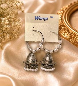 Elegant Jhumka Earrings with Pearls
