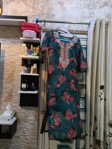 Beautiful Teal Floral Print Kurta