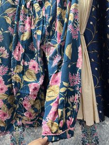 Floral Teal Kurta Set with Pink Dupatta