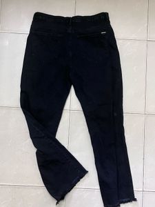 Ripped Hem Black Jeans