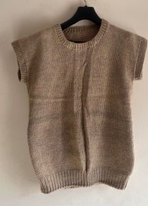 Beige Unisex Half Sleeve Sweater