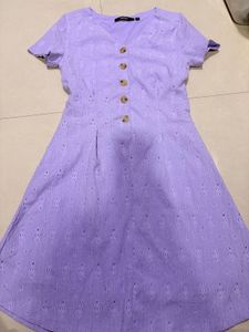 Lavender Eyelet Button-Front Dress