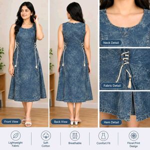 Stylish Blue Denim A-Line Dress