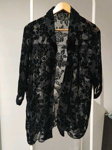 Black Floral Sheer Kimono Jacket