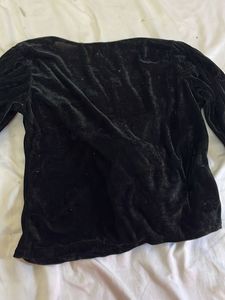 Velvet Black Long Sleeve Top