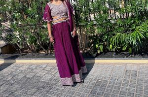 Elegant Purple Sequined Lehenga Set