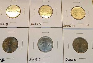 Complete Set of 50 Paise Mudra Coins (6 Pcs)