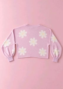 PINK DAISY PRINT CROPPED SWEATSHIRT