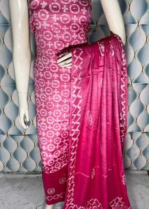 Pink Batik Print Kurta Set with Dupatta