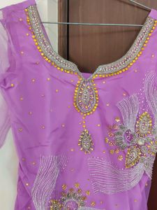 Party Wear Purple Net Suit