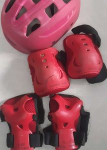 Kids Pink Helmet And Safety Kit