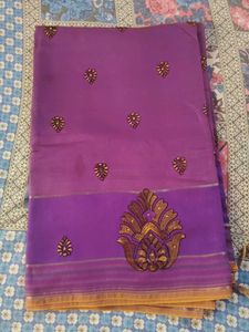 Elegant Purple Embroidered Saree
