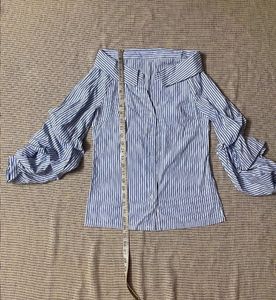 SHEIN Unity Off Shoulder StripedButtoned Shirt