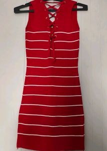 Chic Red &amp; White Striped Knit Dress