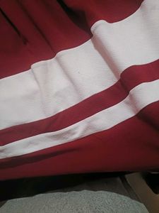 Maroon &amp; White Striped Dress