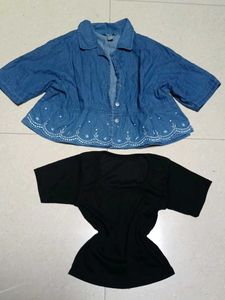 Combo of Denim Jacket &amp; Black Top