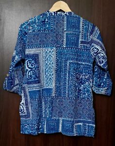 Blue &amp; White Printed Kurta