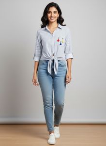 Striped Tie-Front Top