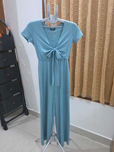 MAX Chic Blue Tie-Front Jumpsuit