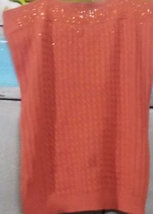 Orange Knit Sleeveless Top