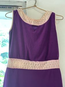 Purple Sleeveless Dress with Lace Trim