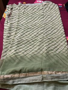 Beautiful Green Saree with Wave Pattern