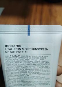 Innisfree Hyaluron Moist Sunscreen SPF50+