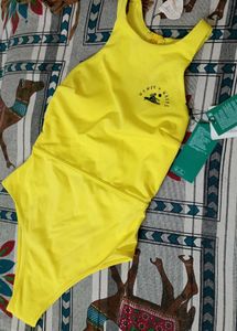 H&amp;M Bodysuit/Swimsuit Neon Yellow NWT