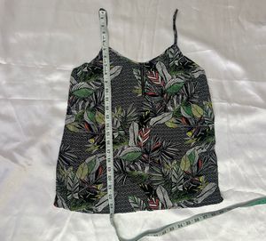 IMPORTED Tropical Print Cami Top with Zipper Detai