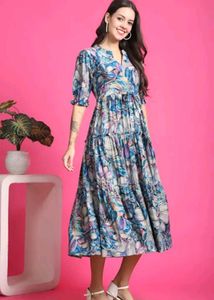OTABU Floral Tiered Midi Dress