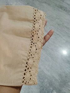 234. Beige Palazzos with Lace Trim