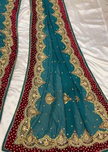 Embellished Teal Saree