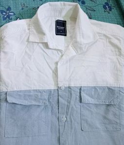 Men White Colour Block Shirt