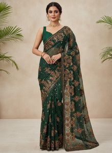Emerald Green Sequined Saree