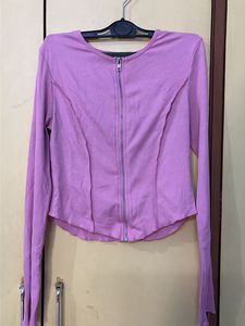 Purple Full Zip Long Sleeve Top