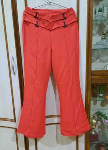 High-Waisted Flared Orange Pants