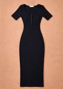 Classic Black Button-Up Midi Dress